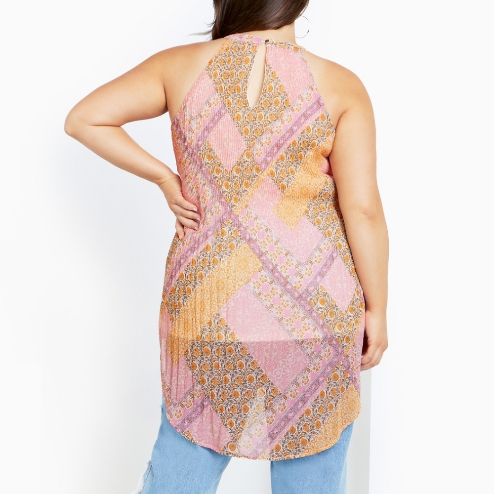 NWT City Chic high Low Boho Print Halter Top Size 20W - Picture 3 of 8
